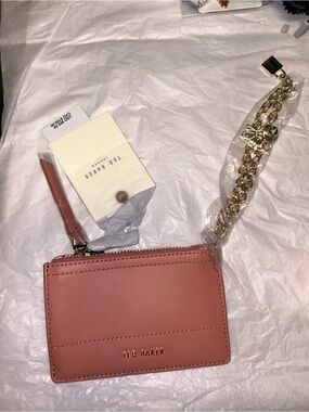 Ted Baker Sutton Charm wallet pink leather w/chain wrist strap with charms NWT